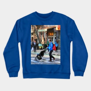 Manhattan NY - Daddy Pushing Stroller Greenwich Village Crewneck Sweatshirt